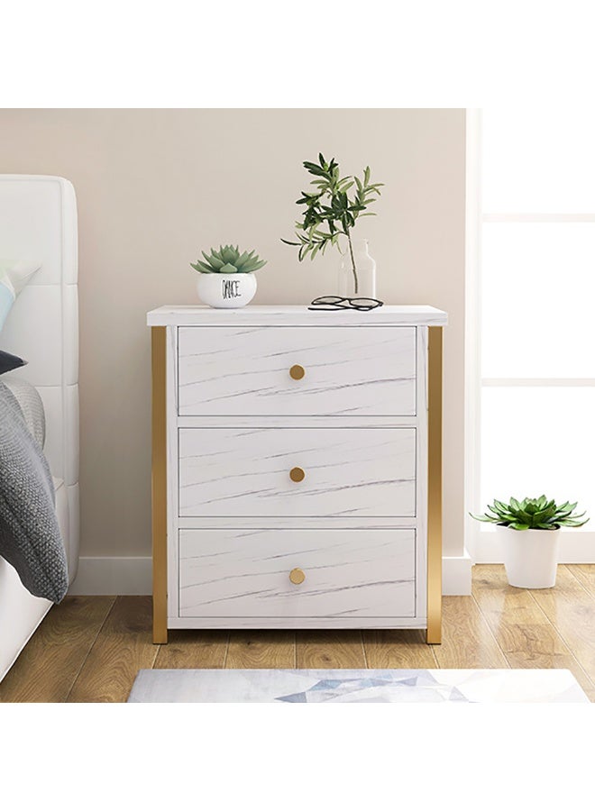 Generic Simple Bedside Cabinet, Wooden Nightstand with 3 Drawers and Spacious Countertop for Bed Sofa Side, Modern Bedside Table for Bedroom Living Room, CT4 (White)  - Image 3