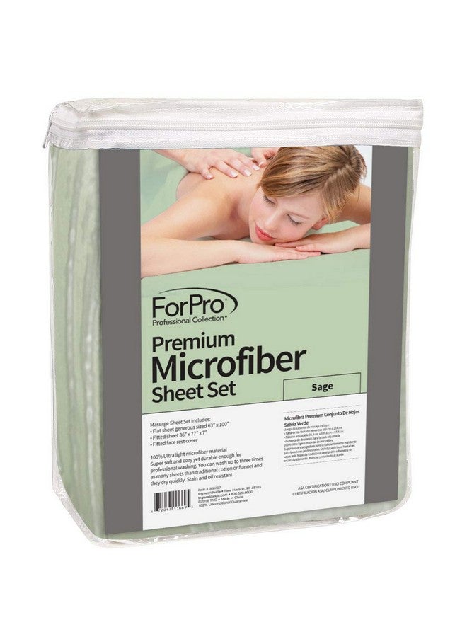 ForPro Professional Collection مجموعة شراشف تدليك من مايكروفايبر 3 قطع من فور برو، ساج - Image 3