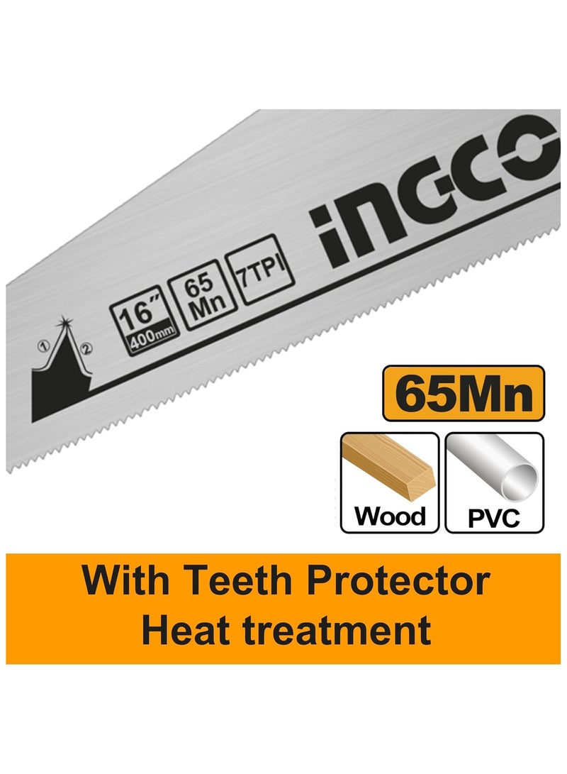 INGCO Hand Saw, 16" 400mm, Heavy Duty, Grinding Teeth Blade Design - Image 2
