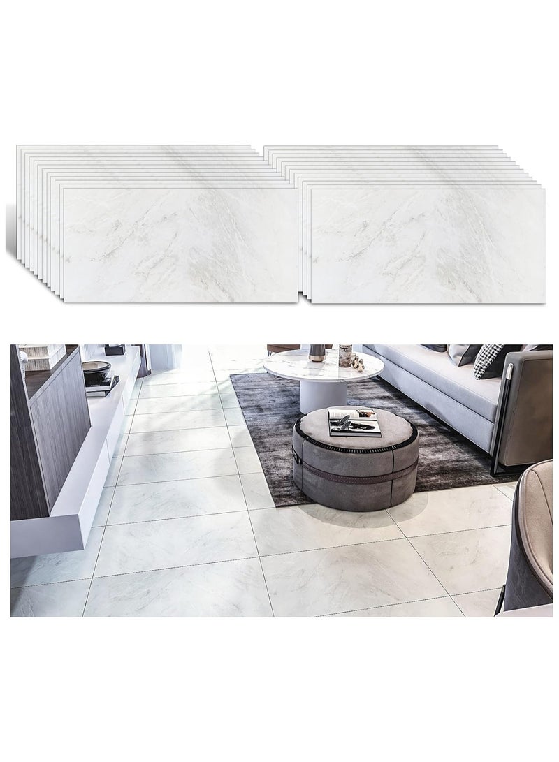 24pcs Marble Tile Stickers,Wall Sticker Self-adhesive,3D Wall Panel,15.7"x31.5"Peel and Stick Floor Tile for Home Living Room Kitchen Bathroom Decor White  - Image 1