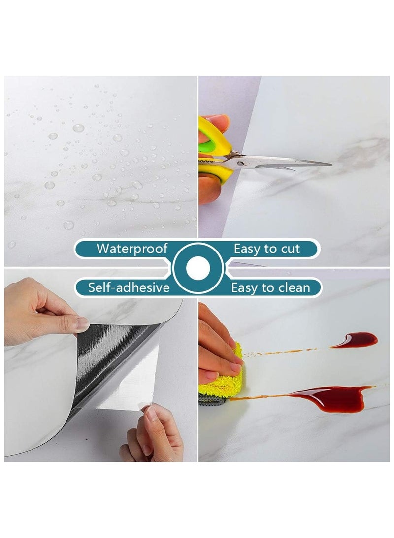 24pcs Marble Tile Stickers,Wall Sticker Self-adhesive,3D Wall Panel,15.7"x31.5"Peel and Stick Floor Tile for Home Living Room Kitchen Bathroom Decor White  - Image 4
