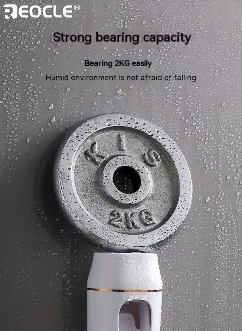 REOCLE Wall-Mounted Automatic Toothpaste Dispenser with Toothbrush Holder Manual Squeeze Tube Saver Lightweight Design for Home Bathroom and Kids Use - Image 5