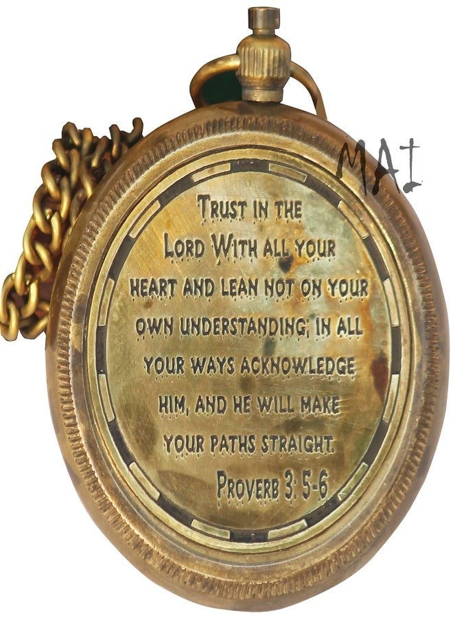 Mai Trust in The Lord With All Your Heart - Proverbs 3:5-6 Quote Engraved Compass with Wooden Box, Graduation Day Religious Gifts for Men Women Girls Boys (♱1 Trust in The Lord Compass -Proverbs 3: 5-6 ♱) - Image 4
