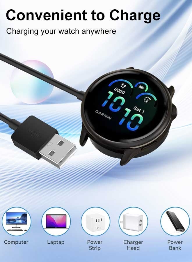 بشكل مختصر منصة شاحنة سلك شحن USB-A لـ Garmin Vivoactive 6/5/4/3 1 متر لـ Garmin Tactix8 AMOLED/Solar Venu 3 3S Instinct Fenix 7 7S 7X 6 6S 6X/5 5S 5X/Forerunner 955 265 265S 965 158 - Image 5