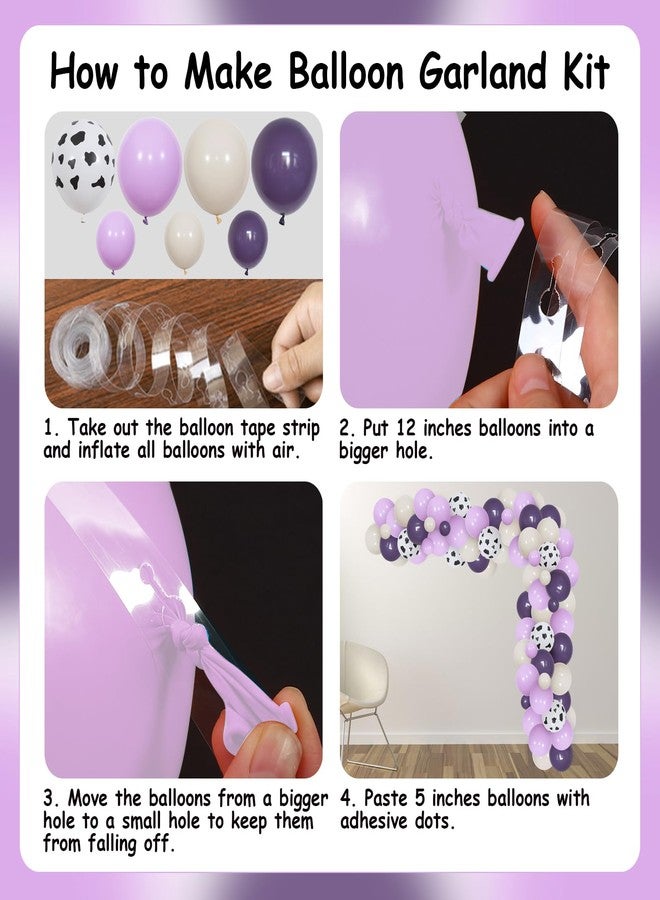 Balterever Purple Cow Party Decorations Purple Cow Balloons Garland Arch Kit with Cow Pennant Banners Farm Theme Birthday Party Supplies for Farm Birthday Party 1st, 2nd, 3rd, 4th, 5th - Image 5