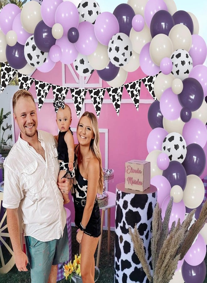 Balterever Purple Cow Party Decorations Purple Cow Balloons Garland Arch Kit with Cow Pennant Banners Farm Theme Birthday Party Supplies for Farm Birthday Party 1st, 2nd, 3rd, 4th, 5th - Image 3