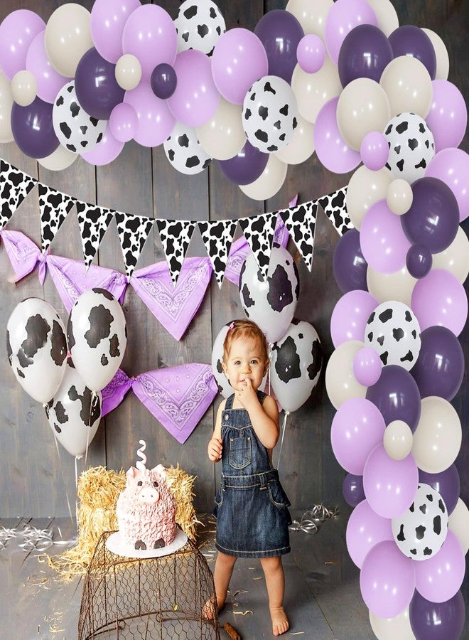 Balterever Purple Cow Party Decorations Purple Cow Balloons Garland Arch Kit with Cow Pennant Banners Farm Theme Birthday Party Supplies for Farm Birthday Party 1st, 2nd, 3rd, 4th, 5th - Image 4