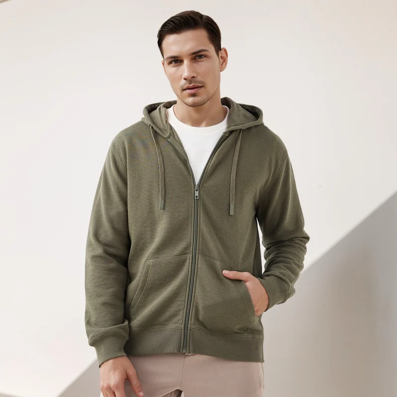 سبلاش فيڤ Men Regular Fit Waffle Textured Cotton Blend Hoodie