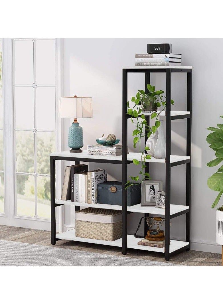 Home Gallery Ladder Corner Bookshelves 8 Shelves 100x145x40 White  - Image 1