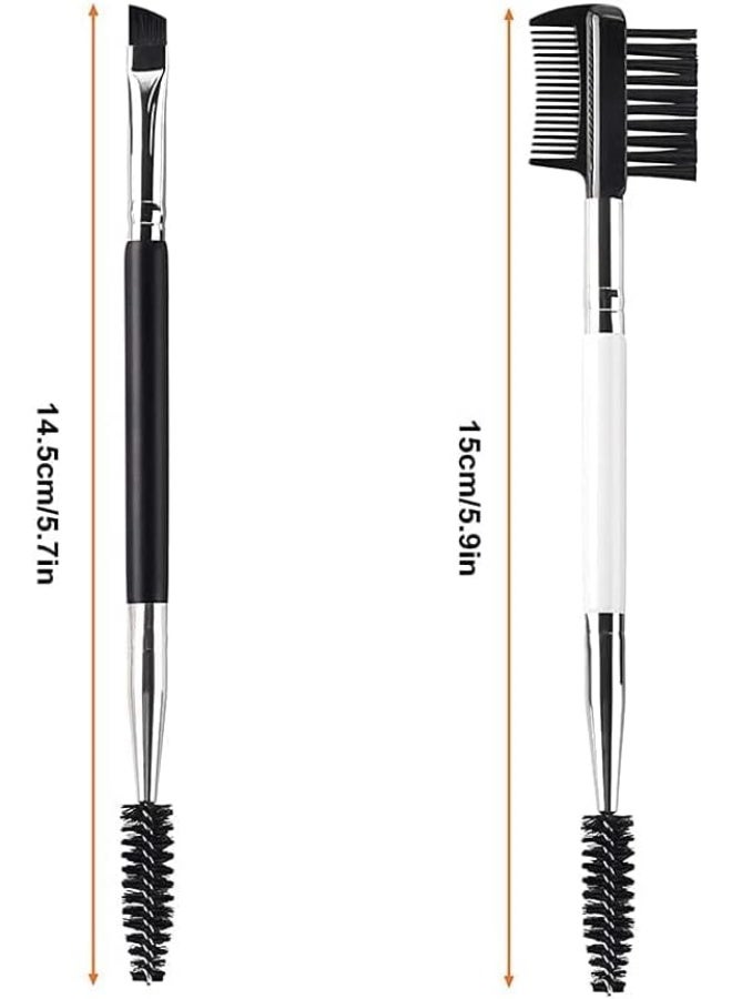 مجموعة فرشاة وحاجب، فرشاة حاجب رفيعة بزاوية، فرشاة سبولي احترافية، أداة تطبيق ومزج مكياج بدقة، سهلة الاستخدام، للاستخدام اليومي للنساء، عبوة 2 - Image 2