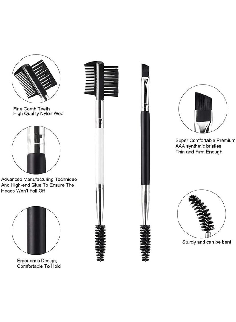 مجموعة فرشاة وحاجب، فرشاة حاجب رفيعة بزاوية، فرشاة سبولي احترافية، أداة تطبيق ومزج مكياج بدقة، سهلة الاستخدام، للاستخدام اليومي للنساء، عبوة 2 - Image 4
