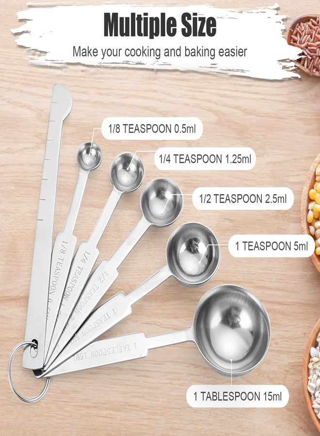 Cositina 11 PCS Stainless Steel Measuring Cups Spoons Set, 5 Nesting Cups and 5 Stackable Spoons with 1 Leveler Measuring Tools Set for Dry Liquid Ingredients Cooking Baking - Image 3