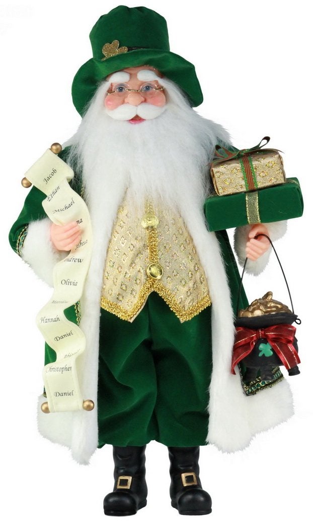 Windy Hill Collection 16 Inch Standing Luck O The Irish Santa Claus Christmas Figurine 616200