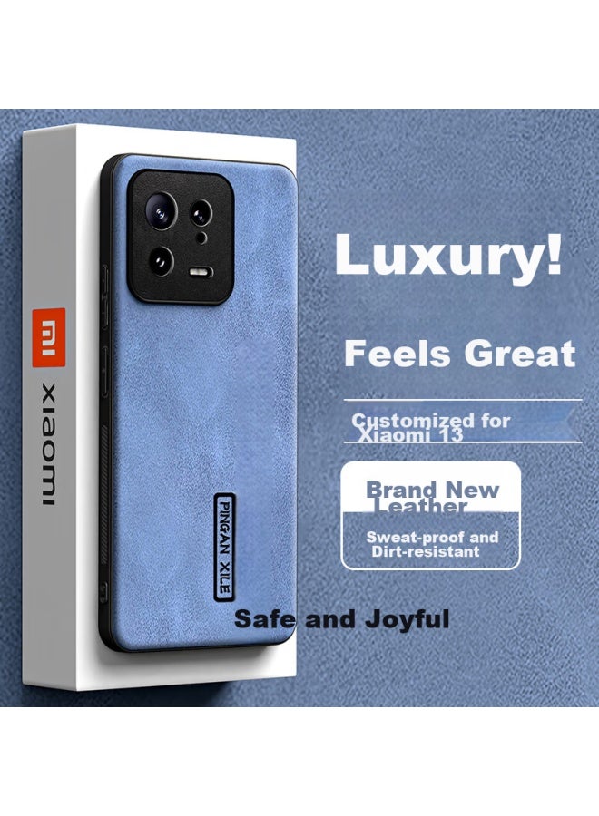 Hotfire Phone Case For Xiaomi 13, Xiaomi 13 Protective Cover, Upgraded Pressure-textured Skin-like Lambskin, Frosted Lens Full Protection, Silicone Case For Men And Women, Peace And Joy Blue - Image 1