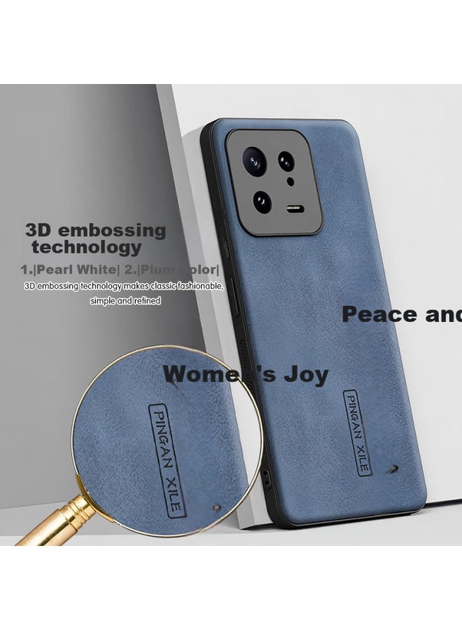 Hotfire Phone Case For Xiaomi 13, Xiaomi 13 Protective Cover, Upgraded Pressure-textured Skin-like Lambskin, Frosted Lens Full Protection, Silicone Case For Men And Women, Peace And Joy Blue - Image 2