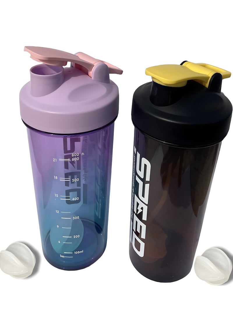 DAKEEN 2-Pack 800ml Protein Shaker Bottles – BPA-Free, Leak-Proof Mixer Cups for Smoothies & Shakes, Ideal as Protein Bottle Blender Cocktail Shaker Cup for Gym Fitness Home Pre Workout Male and Female - Image 1