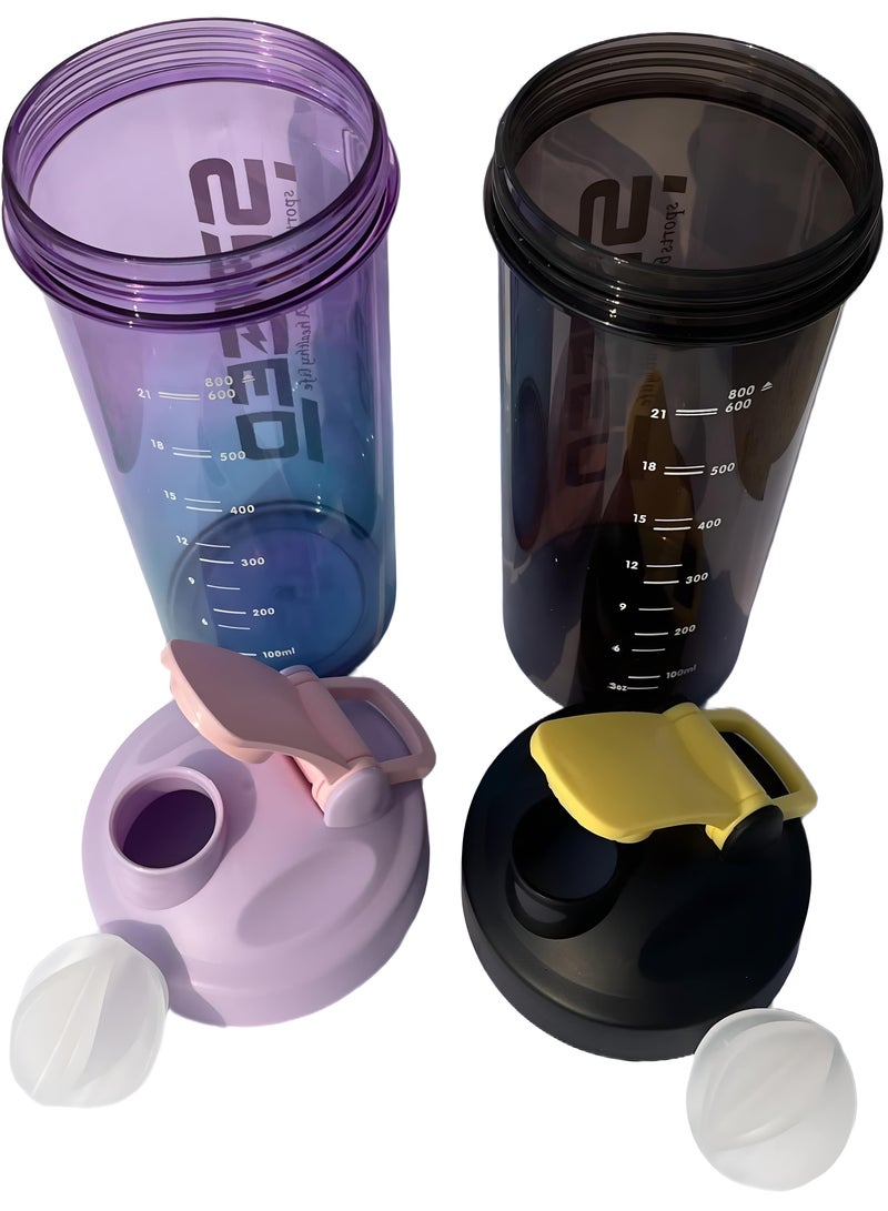 DAKEEN 2-Pack 800ml Protein Shaker Bottles – BPA-Free, Leak-Proof Mixer Cups for Smoothies & Shakes, Ideal as Protein Bottle Blender Cocktail Shaker Cup for Gym Fitness Home Pre Workout Male and Female - Image 2