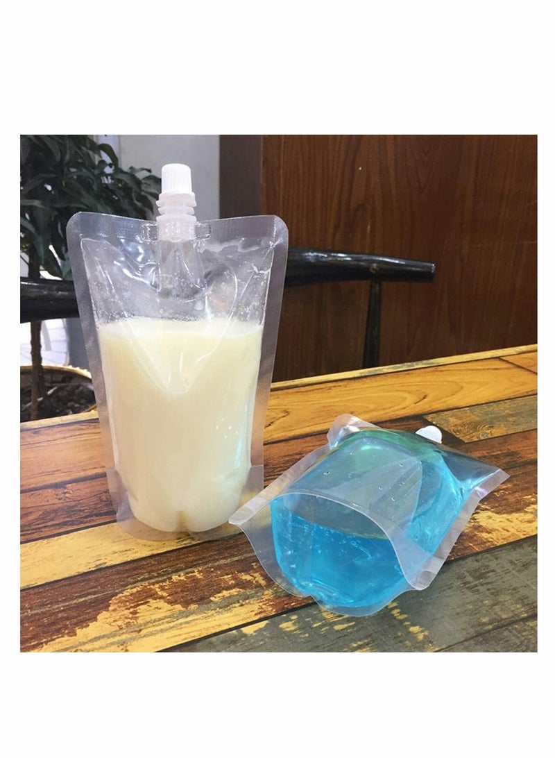 SYOSI 100 Pack Plastic Spout Pouches Reusable Clear Stand Up Concealable Liquid Drinking Flasks Portable Liquor Milk Beverage Jelly Coffee Water Bag for Home Travel Party Supplies, 200ml  - Image 3