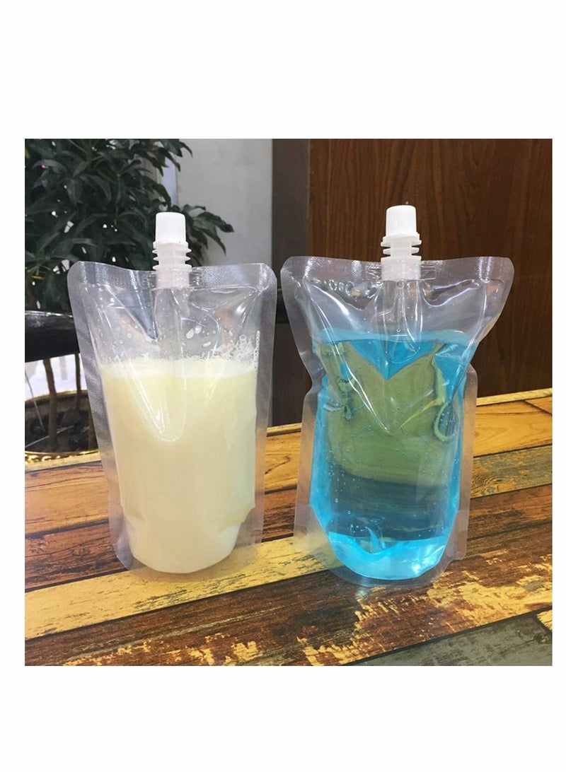 SYOSI 100 Pack Plastic Spout Pouches Reusable Clear Stand Up Concealable Liquid Drinking Flasks Portable Liquor Milk Beverage Jelly Coffee Water Bag for Home Travel Party Supplies, 200ml  - Image 2