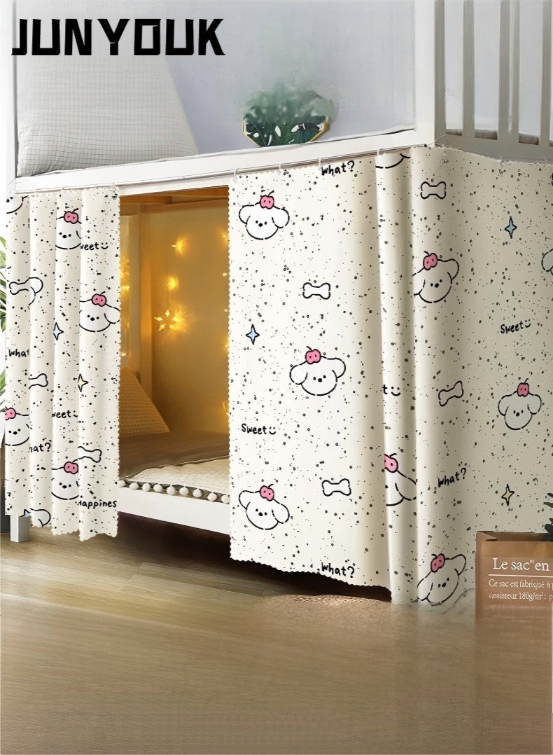 JUNYOUK 2 Pcs Private Bed Curtain At The Bottom Of The Bunk Bed, Breathable And Dustproof Single Bed Blackout Curtain, Dormitory Family Bed Curtain, Can Cover 3 Sides - Image 1