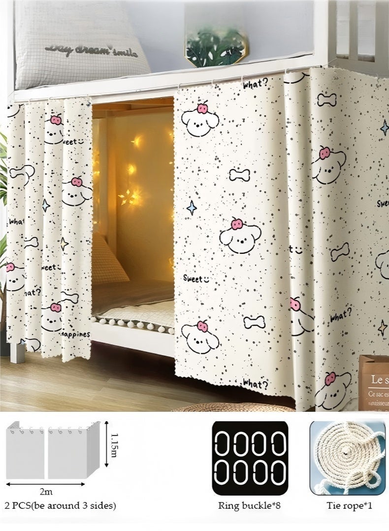 JUNYOUK 2 Pcs Private Bed Curtain At The Bottom Of The Bunk Bed, Breathable And Dustproof Single Bed Blackout Curtain, Dormitory Family Bed Curtain, Can Cover 3 Sides - Image 2