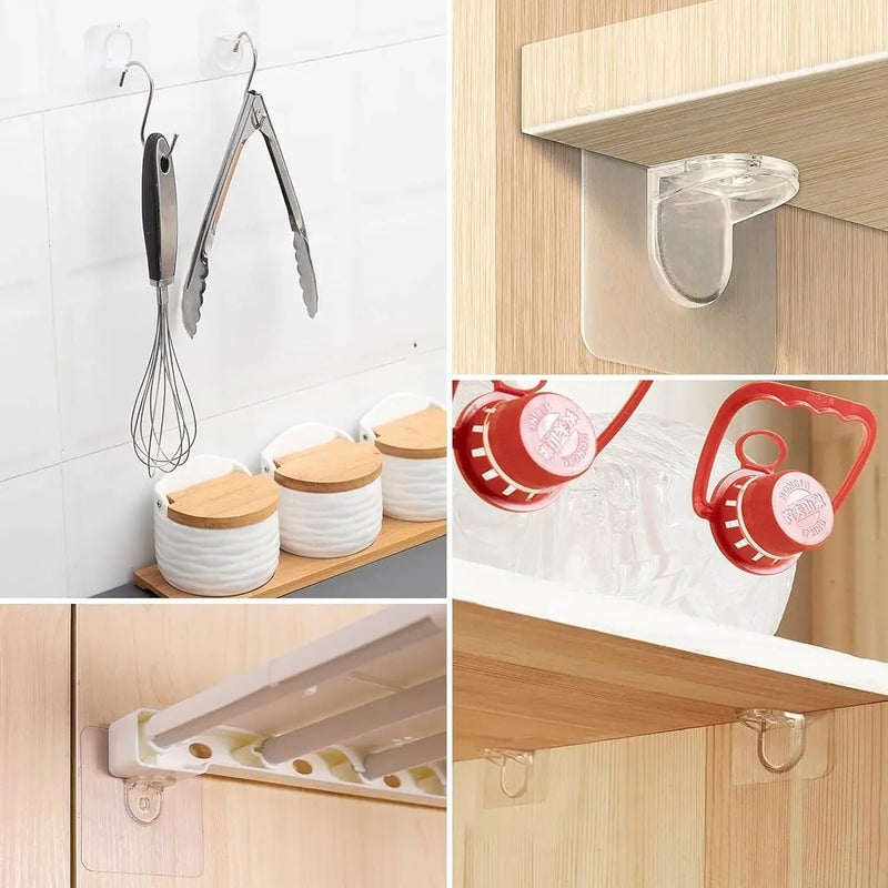 Self Adhesive Shelf Bracket, Clear Plastic Shelf Stickers, Adhesive Shelf Support Pegs Without Drilling, Support for Cabinets Shelves Kitchen Furniture Bookshelves, Shelf Holder 6x6cm (16) - Image 2
