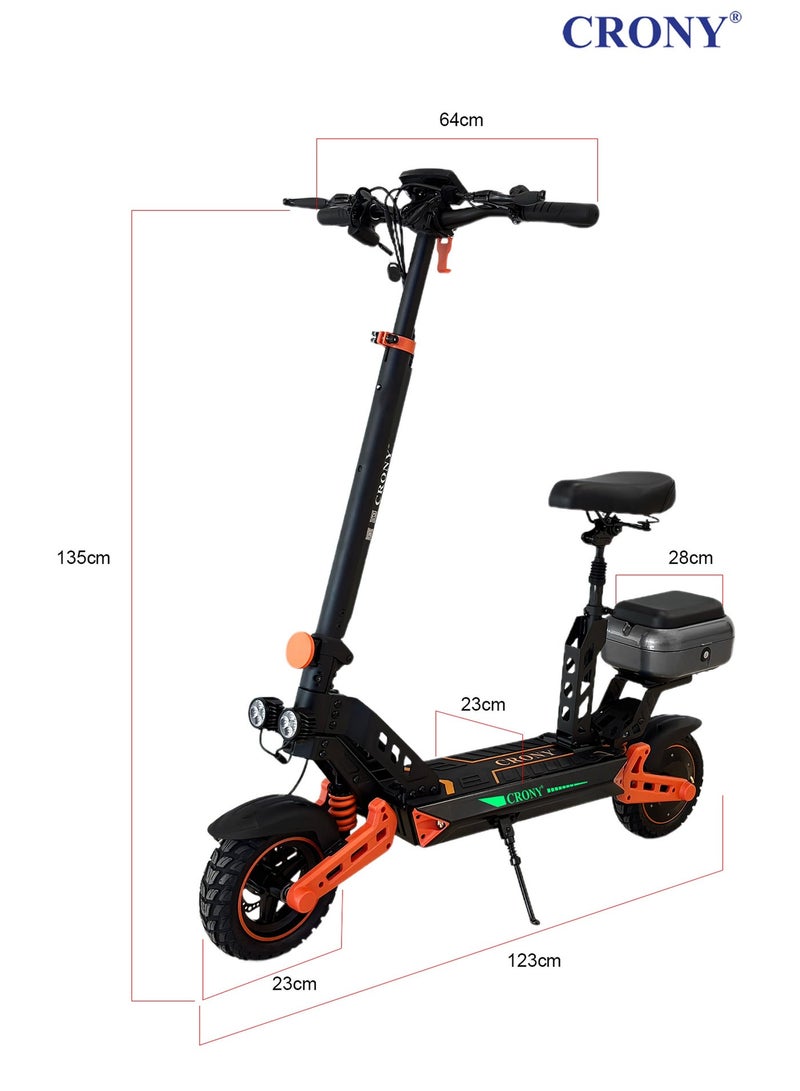 Crony D2 PRO Max Speed 70KM/H E-Scooter,1500W Brushless Motor 48V 15Ah Battery, Long Range 20-40KM, Foldable Off-Road Electric Scooter for Adults, Dual Suspension, Front Disc & Rear Power-Off Brake, Aluminum Frame, Portable Heavy-Duty Commuter Scooter, All-Terrain, LED Headlights, 120KG Load, Urban Mobility, Durable Senior & adults Electric Skateboard Scooter With Seat - Image 3