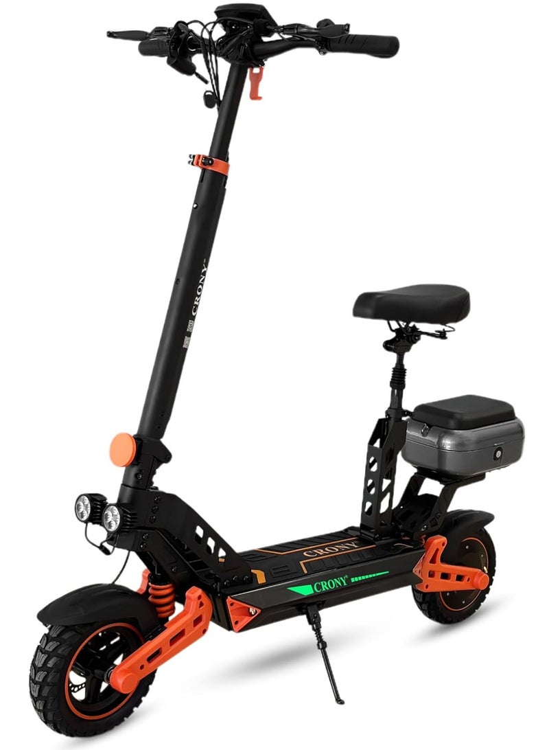Crony D2 PRO Max Speed 70KM/H E-Scooter,1500W Brushless Motor 48V 15Ah Battery, Long Range 20-40KM, Foldable Off-Road Electric Scooter for Adults, Dual Suspension, Front Disc & Rear Power-Off Brake, Aluminum Frame, Portable Heavy-Duty Commuter Scooter, All-Terrain, LED Headlights, 120KG Load, Urban Mobility, Durable Senior & adults Electric Skateboard Scooter With Seat - Image 1