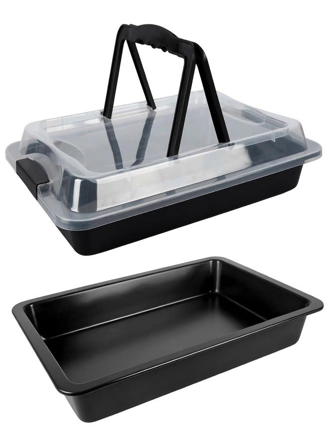 Spmarkt Black Sheet Cake Pan with Lid, 2-Pack 15"×10"×2" Deep Jelly Roll Pan, Nonstick Ceramic Coating, PFOA & PTFE Free, Oven Safe 450°F, for Texas Sheet Cake, Brownies, Potluck - Image 1