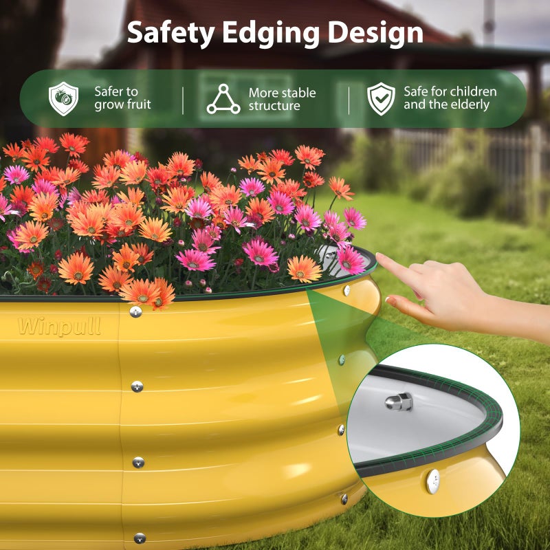 Winpull Raised Garden Bed Kit, 4x2x1ft Galvanized Planter Box with Rubber Safety Edging, Metal Garden Beds for Vegetables, Flowers, Herbs, Backyard & Patio (Cream Yellow) - Image 2