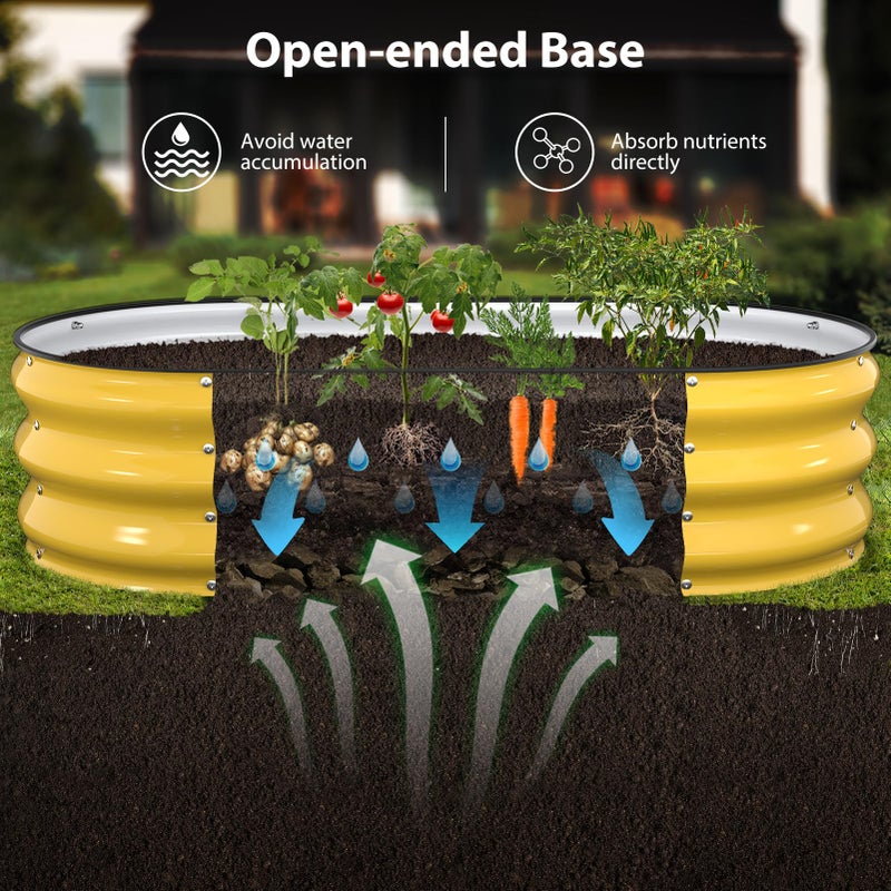 Winpull Raised Garden Bed Kit, 4x2x1ft Galvanized Planter Box with Rubber Safety Edging, Metal Garden Beds for Vegetables, Flowers, Herbs, Backyard & Patio (Cream Yellow) - Image 5