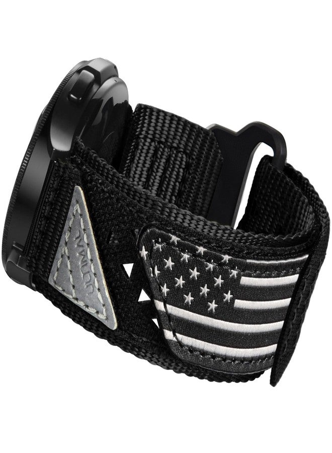 ULTIMAL Compatible with Samsung Galaxy Watch Band, 20mm Adjustable Nylon Sports Strap, Breathable Design for 6 Classic 43mm 47mm/5 Pro 45mm/4 & 5 40mm 44mm/4 42mm 46mm (Extra Large, BLACK USA FLAG - Image 1