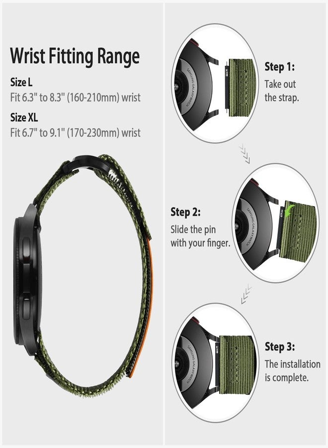 ULTIMAL Compatible with Samsung Galaxy Watch Band, 20mm Adjustable Nylon Sports Strap, Breathable Design for 6 Classic 43mm 47mm/5 Pro 45mm/4 & 5 40mm 44mm/4 42mm 46mm (Extra Large, BLACK USA FLAG - Image 4