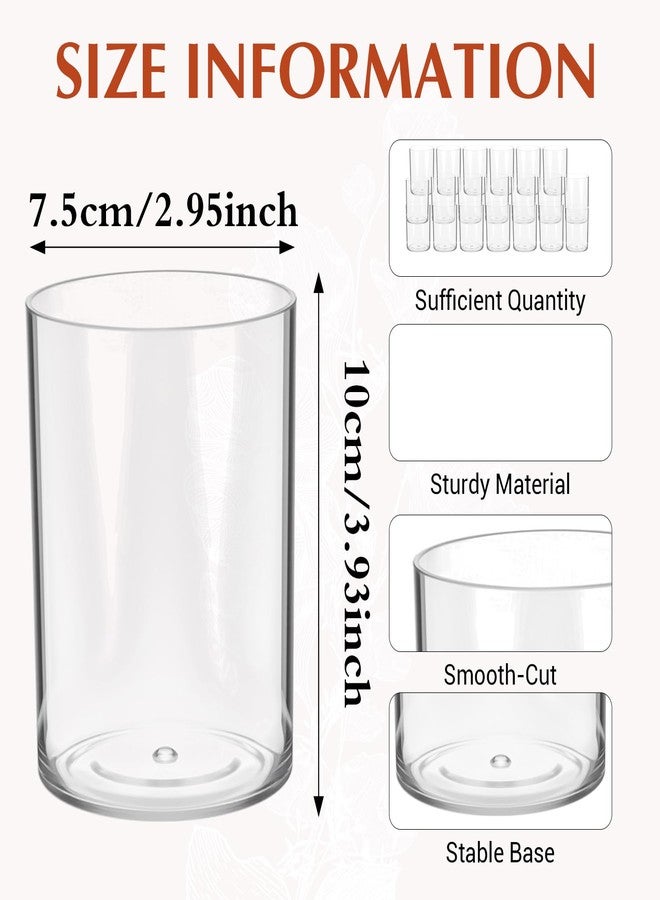 Yolev 20 Pcs Plastic Cylinder Vase Bulk for Flowers Centerpieces, Small Clear Flower Hurricane Candle Holder Round Wide Container, Acrylic Flower Vase Bulk for Wedding Party Office Decorations - Image 2