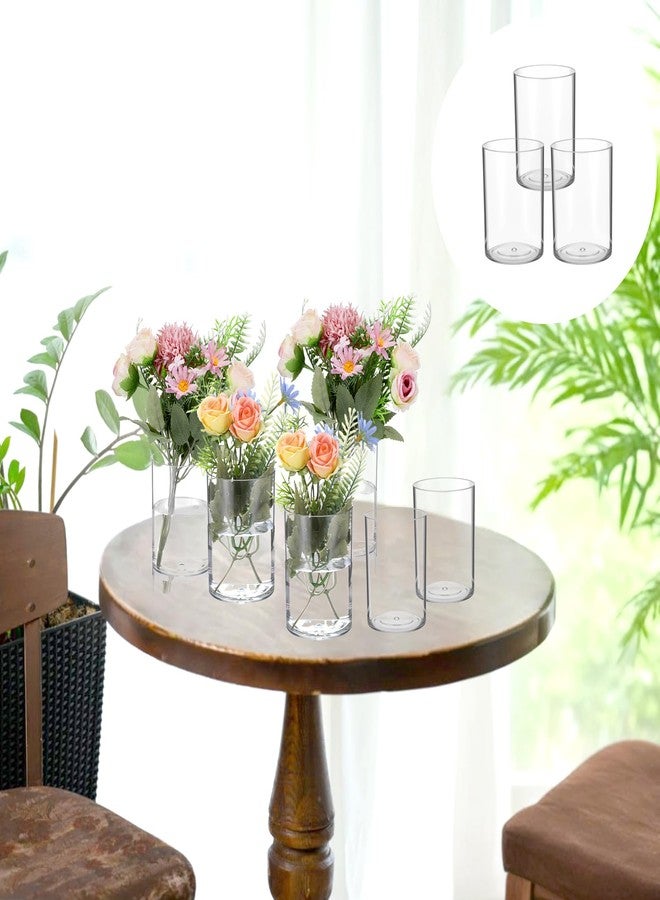 Yolev 20 Pcs Plastic Cylinder Vase Bulk for Flowers Centerpieces, Small Clear Flower Hurricane Candle Holder Round Wide Container, Acrylic Flower Vase Bulk for Wedding Party Office Decorations - Image 5