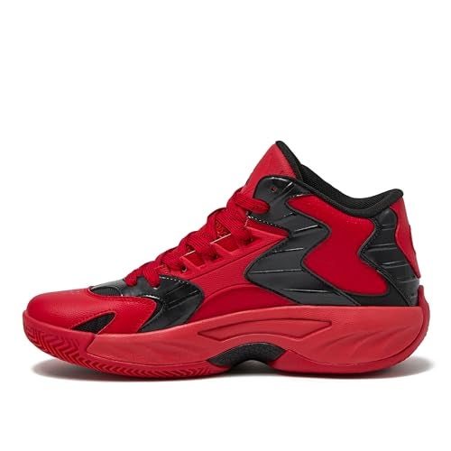 SHAQ Devastator 2.0 High Top Basketball Shoes for Men, Indoor or Outdoor Court Basketball Mens Sneakers - Black, White, Green or Blue Size 8 to 13 - Red/Black, 11 Medium - Image 3