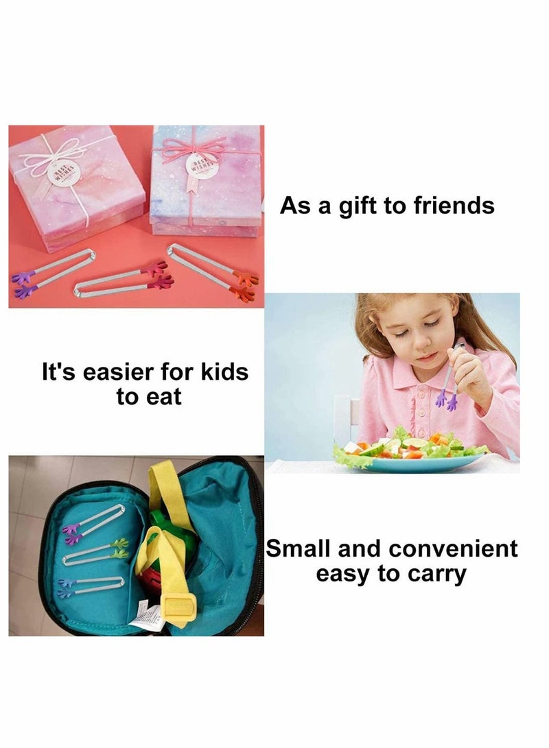 Y&D Silicone Mini Tongs 6PCS, 5 Inch Hand Shape Food Tongs, Colourful Small Kids for Serving Food, Ice Cube, Fruits, Sugar, Barbecue  - Image 4