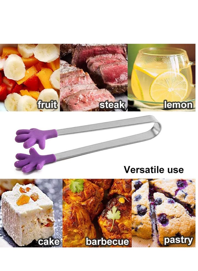 Y&D Silicone Mini Tongs 6PCS, 5 Inch Hand Shape Food Tongs, Colourful Small Kids for Serving Food, Ice Cube, Fruits, Sugar, Barbecue  - Image 3