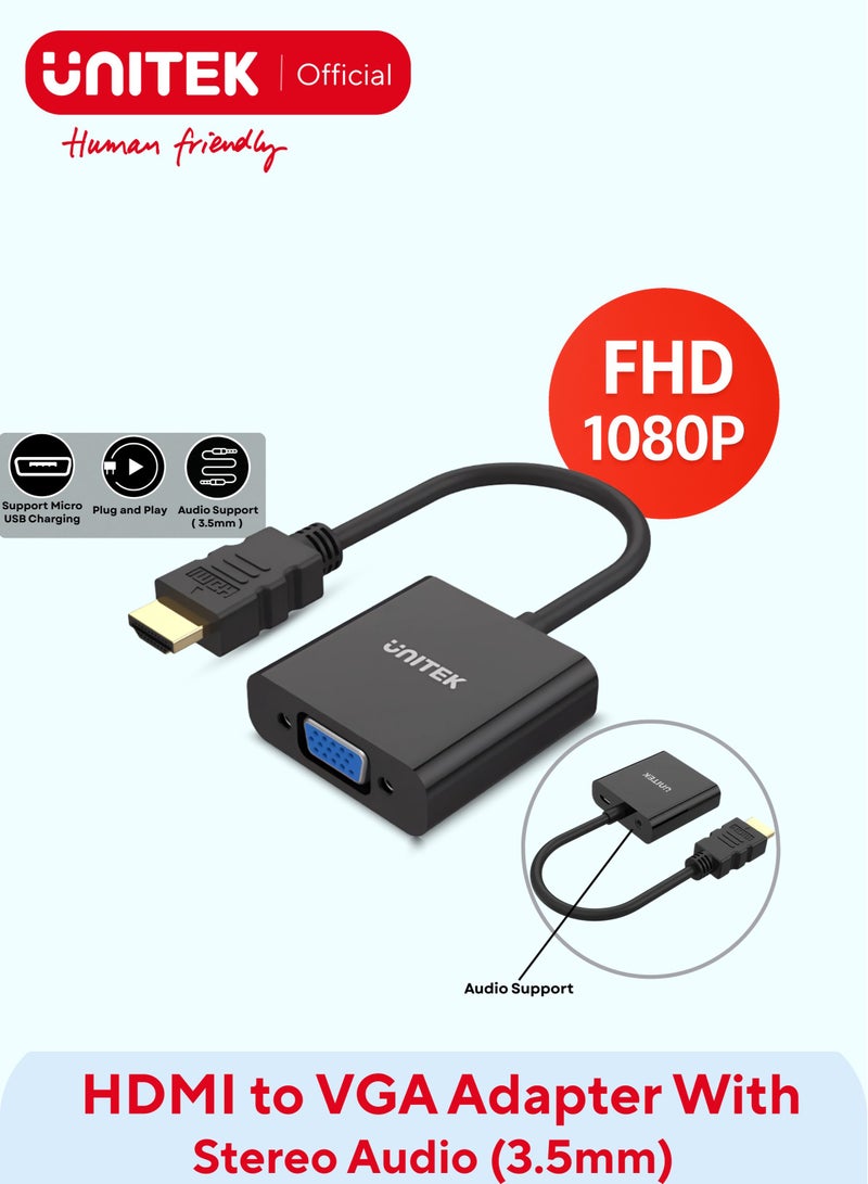 UNITEK محول HDMI إلى VGA بمقبس 3.5 ملم للصوت الاستريو - Image 1