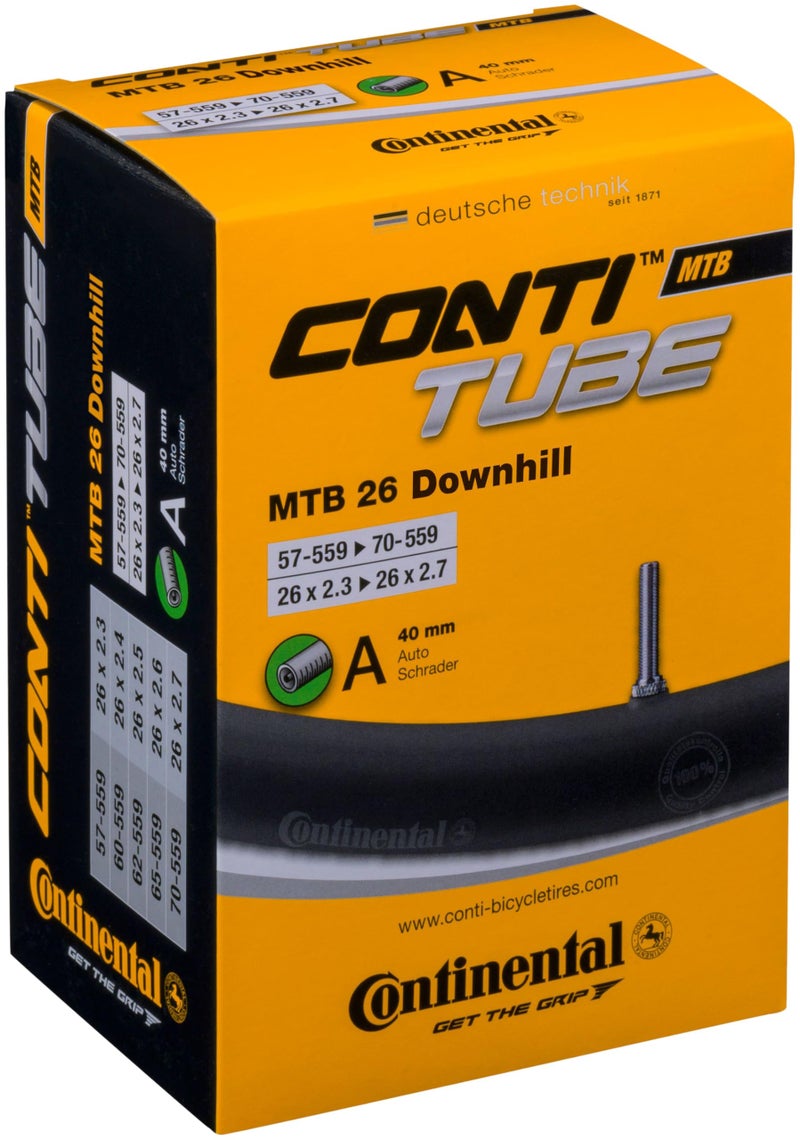 Continental 26" Downhill Bicycle Tube, 2.5"/2.7" 40mm Schrader Valve - Image 1