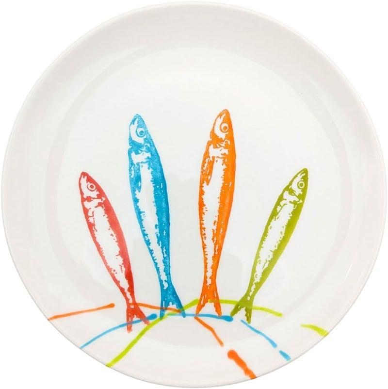 Portuguese Pottery Ceramic Dessert Plate Made in Portugal  POP Sardines 1 - Image 1