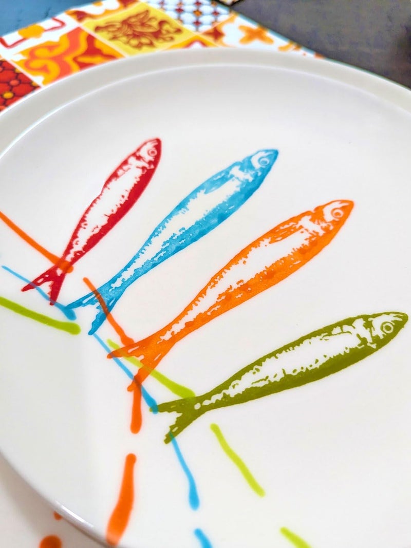 Portuguese Pottery Ceramic Dessert Plate Made in Portugal  POP Sardines 1 - Image 5