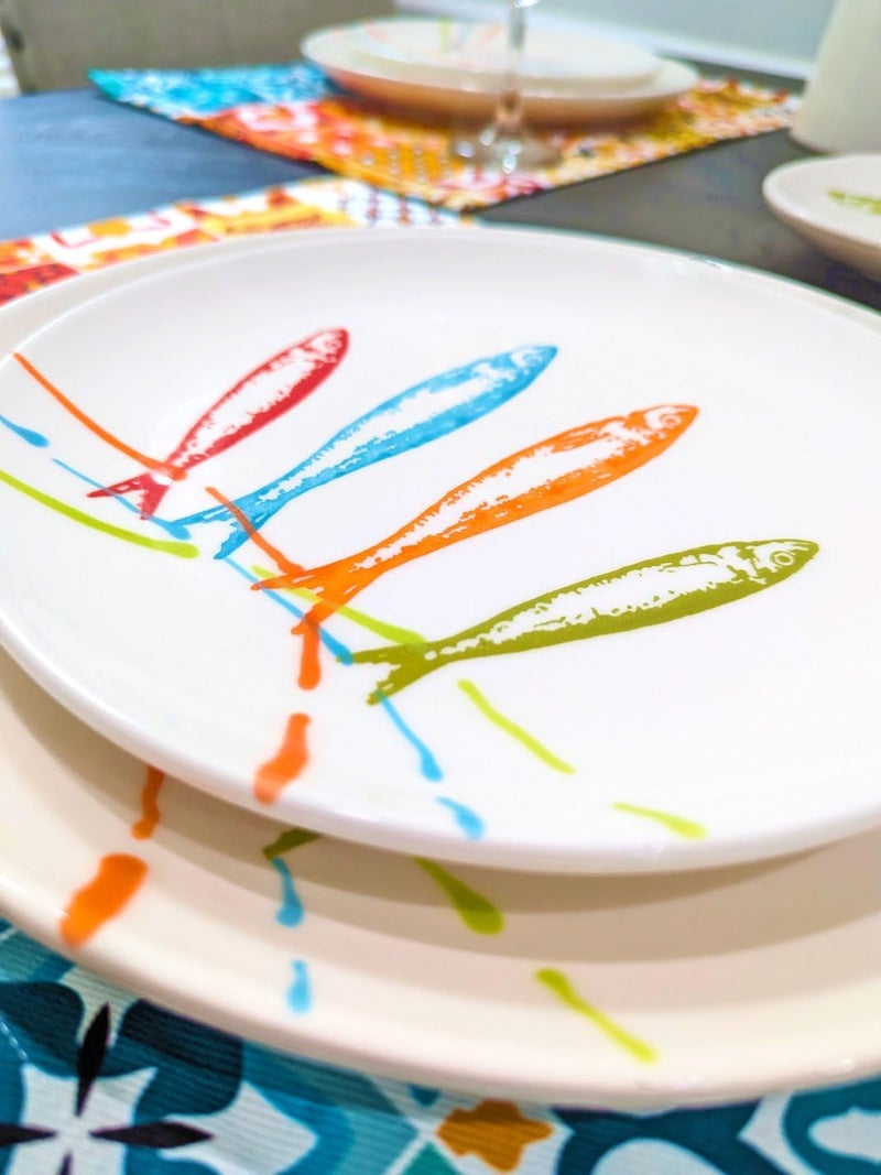Portuguese Pottery Ceramic Dessert Plate Made in Portugal  POP Sardines 1 - Image 3