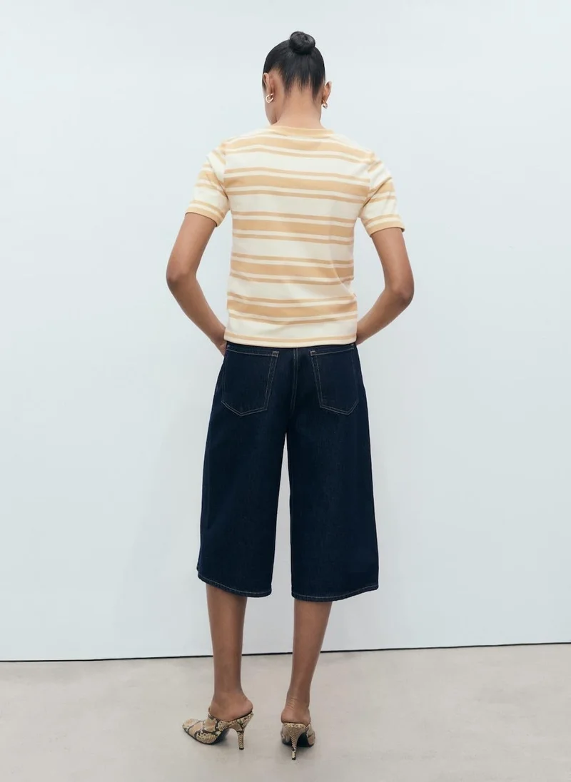 MANGO Contrasting collar cotton t-shirt