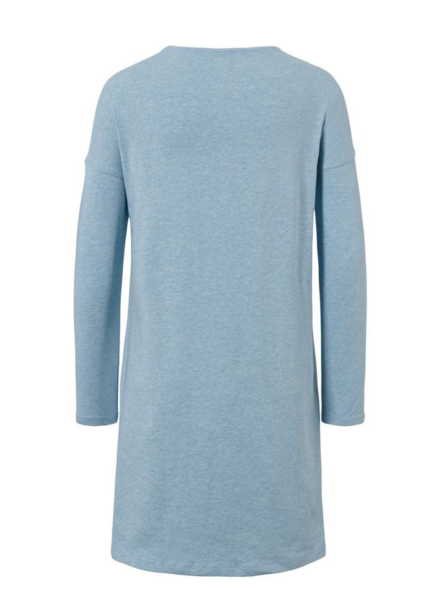 Tchibo Women Heather Long Sleeve Night Dress, Light Blue  - Image 3