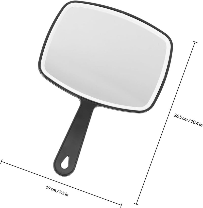 2 Pieces Angled Portable Makeup Mirrors with Plastic Handle for Women, Travel and Home Use, Black Frame - Image 2