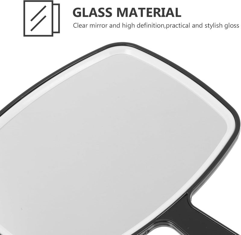 2 Pieces Angled Portable Makeup Mirrors with Plastic Handle for Women, Travel and Home Use, Black Frame - Image 3