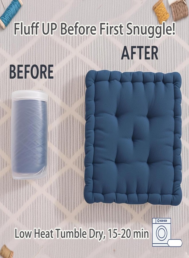 كودي وسائد أرضية كودي إينا للبالغين، وسائد لطيفة للجلوس والتأمل، وسادة مربعة من الشانيل المبطن، غرفة المعيشة، المدفأة، ركن القراءة، كحلي - Image 2