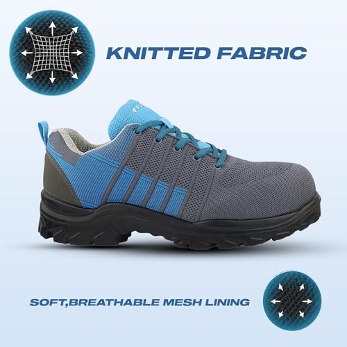 FUEL Aqua ISI Marked Safety Shoes for Men | BIS 15298-2 Certified | Lightweight PU Single Density Sole | Anti-Slip Lace-Up Work Shoes | Composite Toe Cap (200J) | Breathable Upper (Blue-Sizes -7UK) - Image 3