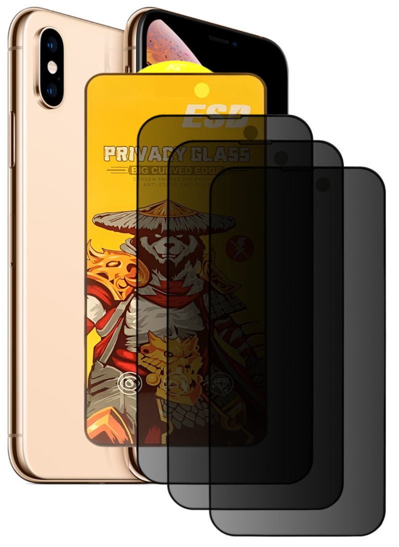 ESD 3 Pieces Tempered Dustproof Privacy Glass Screen Protector Compatible For iPhone XS Max - Image 1